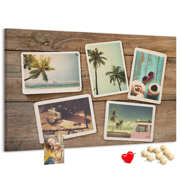 Korková nástenka na stenu Fotografie na pamiatku z tropickej dovolenky