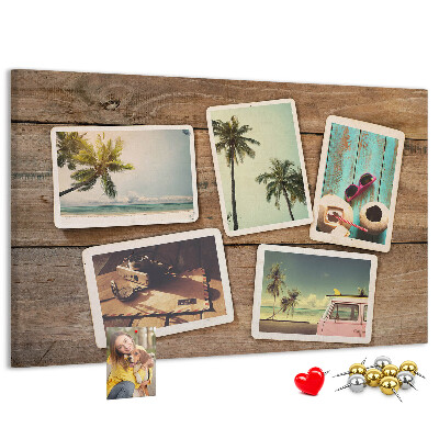Korková nástenka na stenu Fotografie na pamiatku z tropickej dovolenky