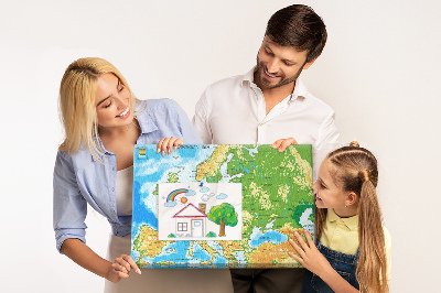 Korková tabuľa Mapa Európy so zemepisnými označeniami.