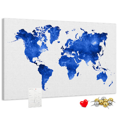Nástenka Modrá akvarelová mapa sveta