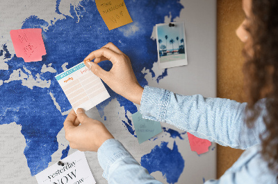 Nástenka Modrá akvarelová mapa sveta