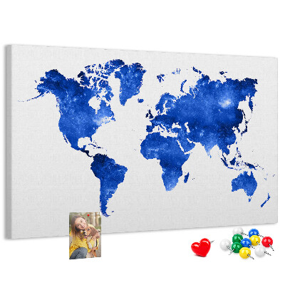 Nástenka Modrá akvarelová mapa sveta
