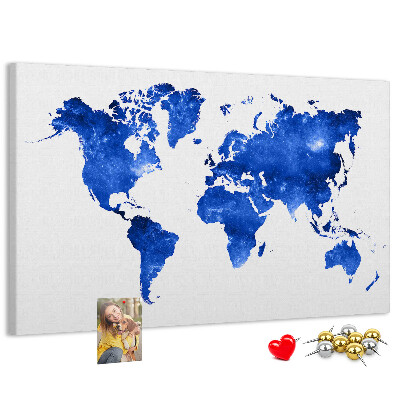 Nástenka Modrá akvarelová mapa sveta