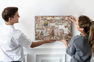 Korková tabuľa Stará mapa sveta s námornými motívmi