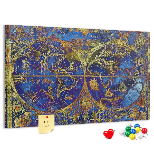 Nástenka Staroveká mapa sveta v sýtych farbách