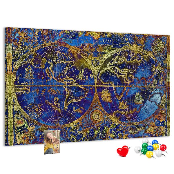 Nástenka Staroveká mapa sveta v sýtych farbách