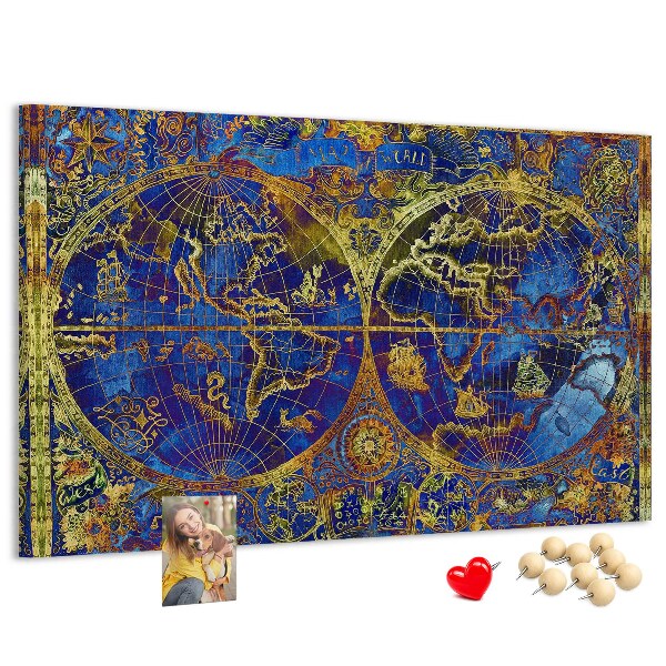 Nástenka Staroveká mapa sveta v sýtych farbách