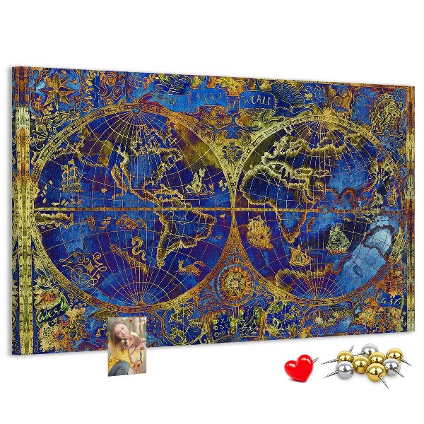 Nástenka Staroveká mapa sveta v sýtych farbách
