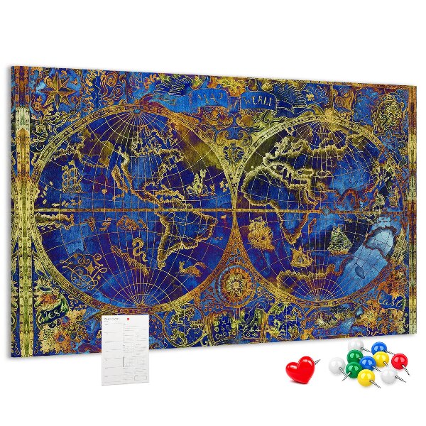 Nástenka Staroveká mapa sveta v sýtych farbách