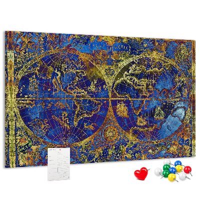 Nástenka Staroveká mapa sveta v sýtych farbách