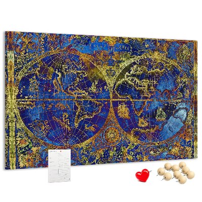 Nástenka Staroveká mapa sveta v sýtych farbách