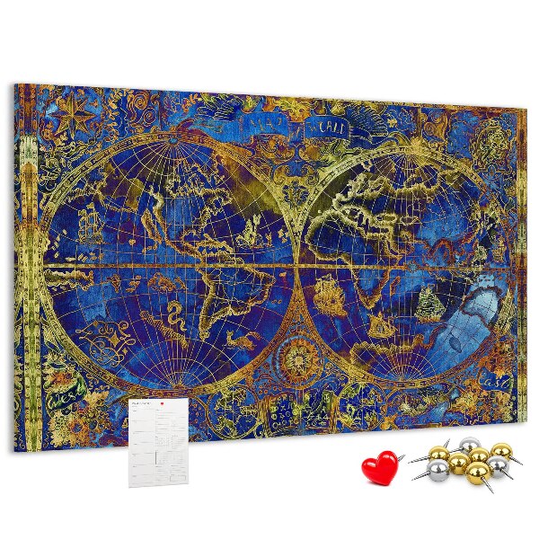 Nástenka Staroveká mapa sveta v sýtych farbách