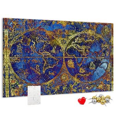 Nástenka Staroveká mapa sveta v sýtych farbách
