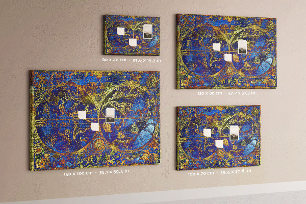 Nástenka Staroveká mapa sveta v sýtych farbách