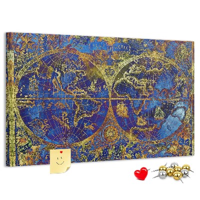 Nástenka Staroveká mapa sveta v sýtych farbách