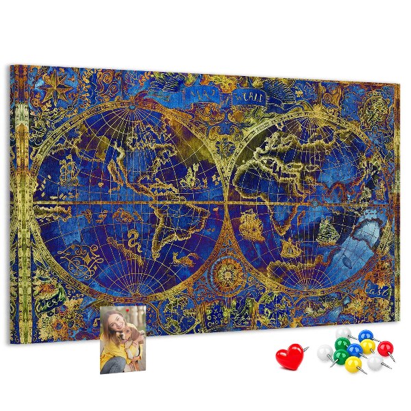 Nástenka Staroveká mapa sveta v sýtych farbách