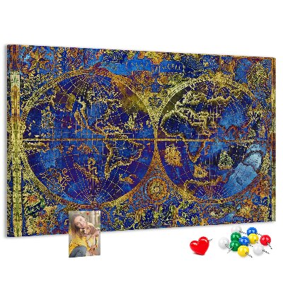 Nástenka Staroveká mapa sveta v sýtych farbách