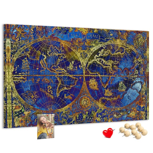 Nástenka Staroveká mapa sveta v sýtych farbách