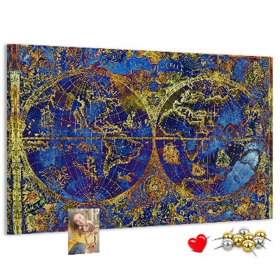 Nástenka Staroveká mapa sveta v sýtych farbách