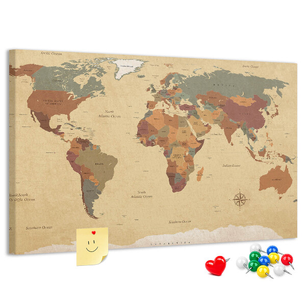 Nástenka Mapa starovekého sveta v tlmených farbách