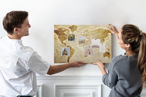 Korková nástenka na stenu Mapa starovekého sveta v sépiovom odtieni.