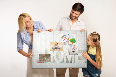 Korková tabuľa Štýlový nápis HOME na bielom pozadí
