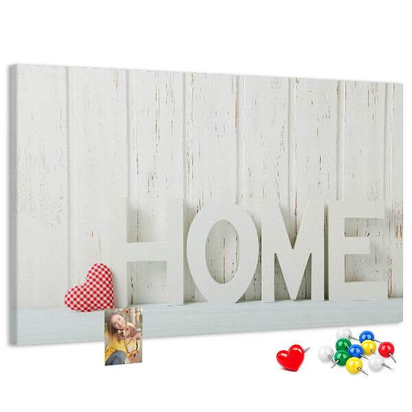 Korková tabuľa Štýlový nápis HOME na bielom pozadí