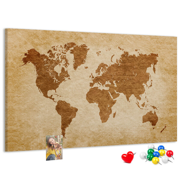 Korková tabuľa Mapa starovekého sveta v hnedých tónoch
