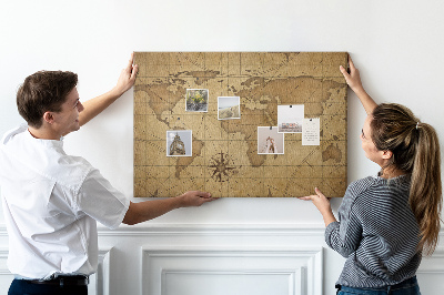 Korková tabuľa Mapa starovekého sveta s kompasom