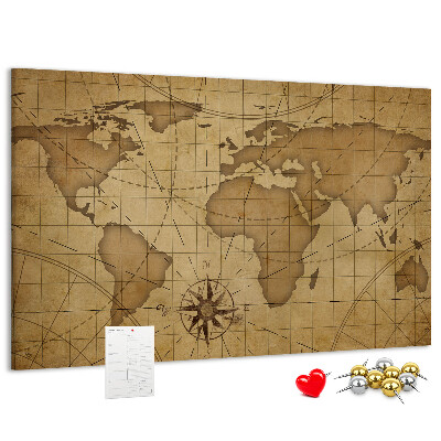 Korková tabuľa Mapa starovekého sveta s kompasom