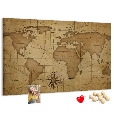 Korková tabuľa Mapa starovekého sveta s kompasom