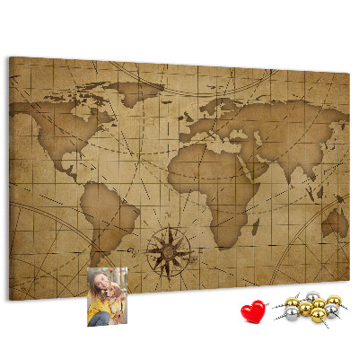 Korková tabuľa Mapa starovekého sveta s kompasom