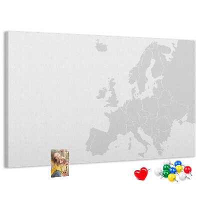 Nástenka Mapa Európy na označenie miest