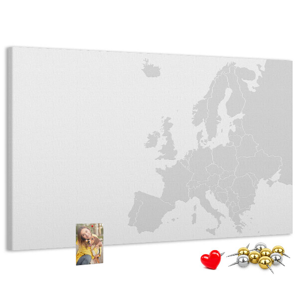 Nástenka Mapa Európy na označenie miest