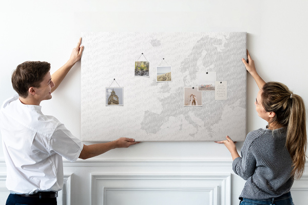 Nástenka Mapa Európy na označenie miest