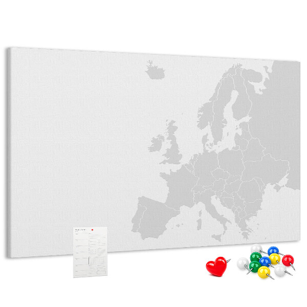 Nástenka Mapa Európy na označenie miest