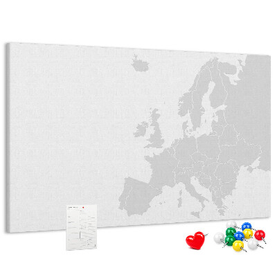 Nástenka Mapa Európy na označenie miest