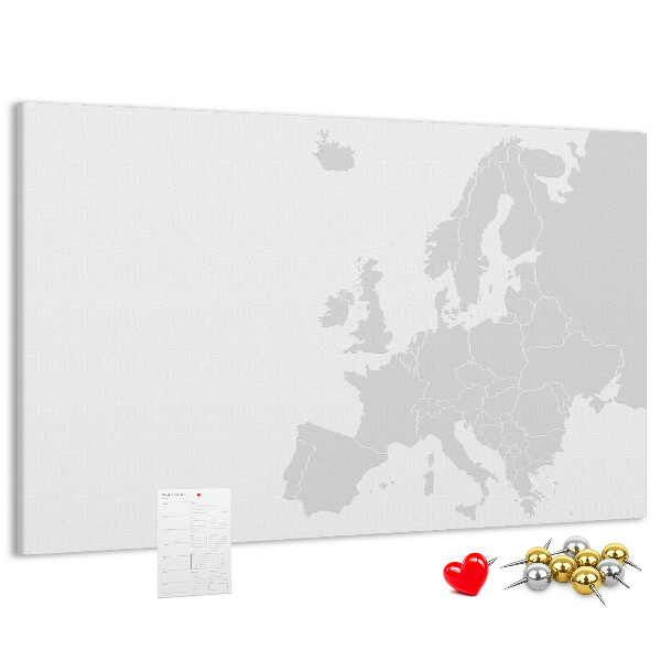 Nástenka Mapa Európy na označenie miest