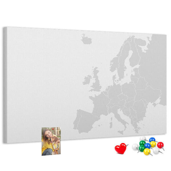 Nástenka Mapa Európy na označenie miest