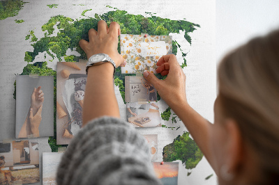 Korková nástenka na stenu Mapa zeleného sveta s vegetáciou
