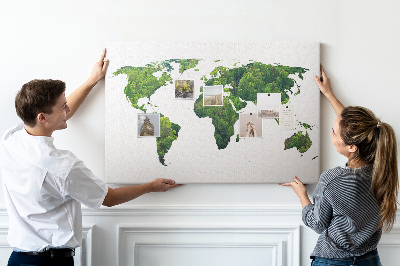 Korková nástenka na stenu Mapa zeleného sveta s vegetáciou