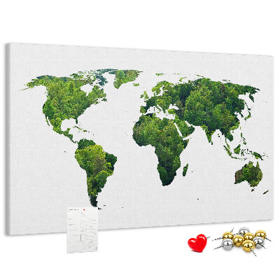 Korková nástenka na stenu Mapa zeleného sveta s vegetáciou