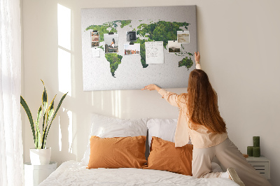 Korková nástenka na stenu Mapa zeleného sveta s vegetáciou