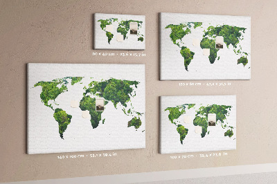 Korková nástenka na stenu Mapa zeleného sveta s vegetáciou