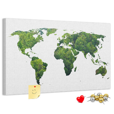 Korková nástenka na stenu Mapa zeleného sveta s vegetáciou