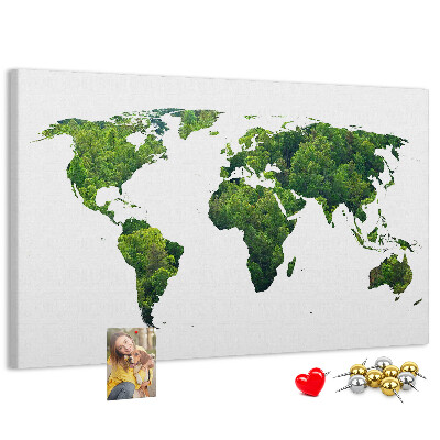 Korková nástenka na stenu Mapa zeleného sveta s vegetáciou