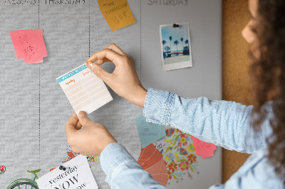 Nástenka Farebný týždenný diár s kancelárskymi motívmi