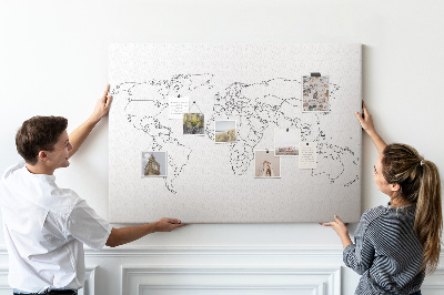 Korková nástenka na stenu Mapa sveta na vyfarbenie a označovanie