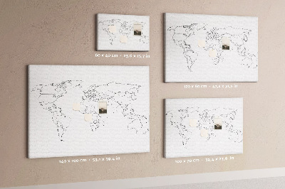 Korková nástenka na stenu Mapa sveta na vyfarbenie a označovanie