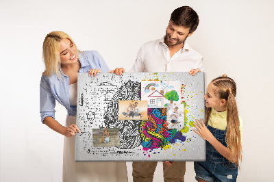 Korková tabuľa Mozog a kreativita v farebnej harmónii